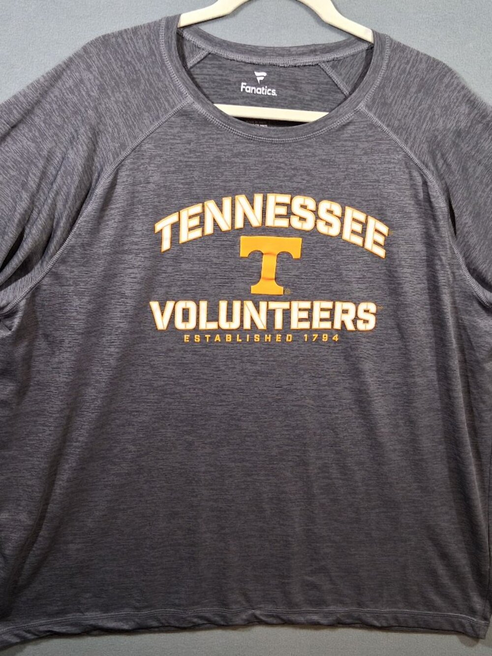 Men's XXL Fanatics Tennessee Volunteers Performance Tee Grey/Yellow SEC Football